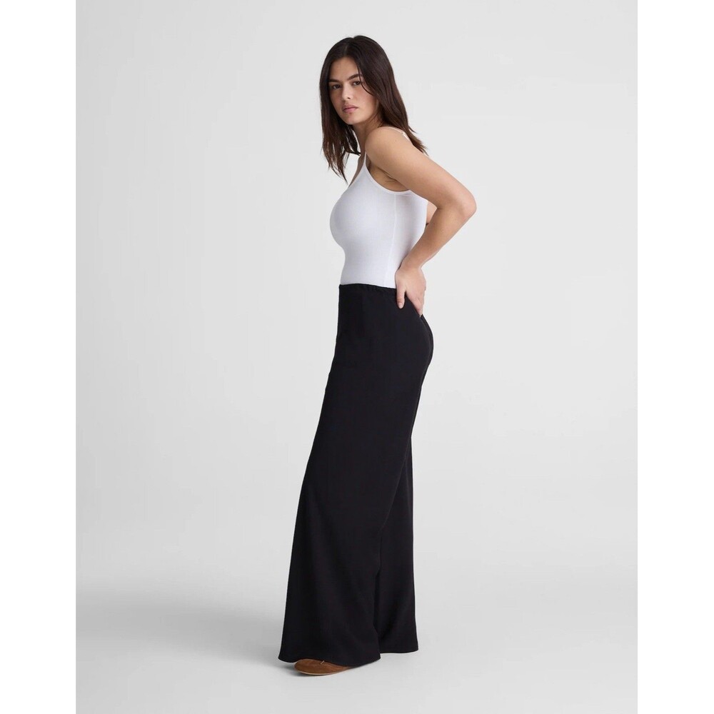 Madewell Pull-On Pants in Crepe elastic waistband Mid-Rise Wide-leg NWT Size L